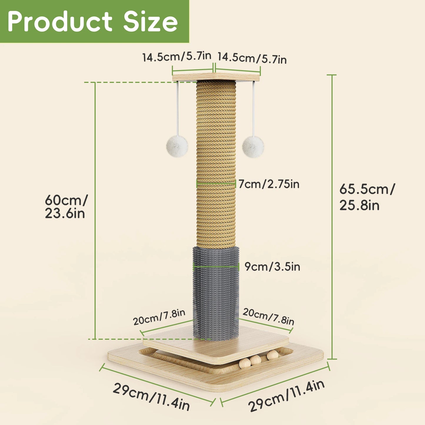 3-in-1 Katzen-Kratzbaum mit Kletterturm & Spielball – stabil, platzsparend, aus Natursisal