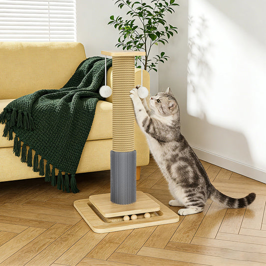 3-in-1 Katzen-Kratzbaum mit Kletterturm & Spielball – stabil, platzsparend, aus Natursisal