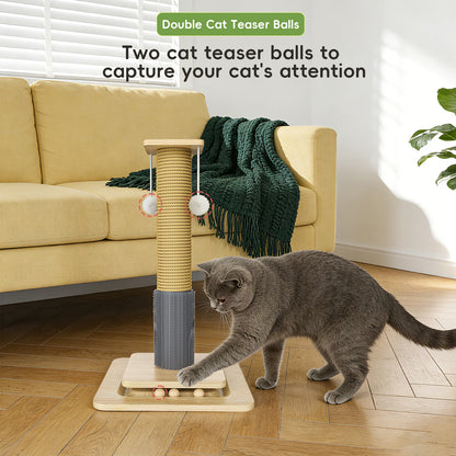 3-in-1 Katzen-Kratzbaum mit Kletterturm & Spielball – stabil, platzsparend, aus Natursisal