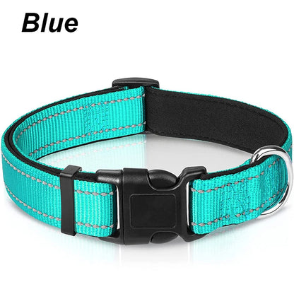 Reflektierendes Hundehalsband – gepolstert mit Neopren, verstellbar, mit Doppel-D-Ring