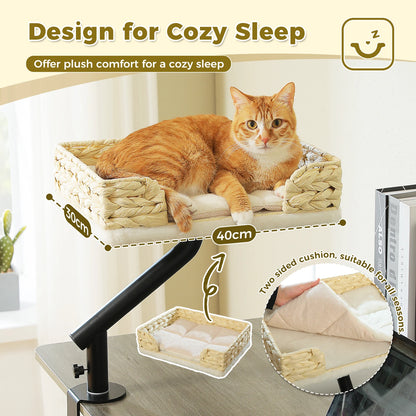 Katzenbett für den Schreibtisch – 360° drehbar, mit stabiler Klemmhalterung, bis 22 kg belastbar