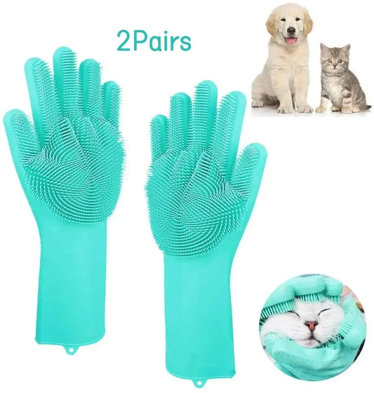 Fellpflege-Handschuhe aus Silikon – entfernt lose Tierhaare sanft, für Hunde & Katzen