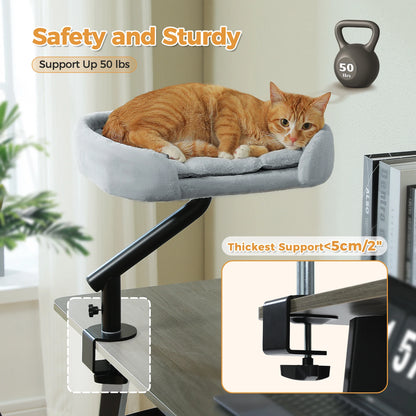 Katzenbett für den Schreibtisch – 360° drehbar, mit stabiler Klemmhalterung, bis 22 kg belastbar