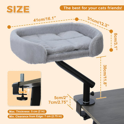 Katzenbett für den Schreibtisch – 360° drehbar, mit stabiler Klemmhalterung, bis 22 kg belastbar