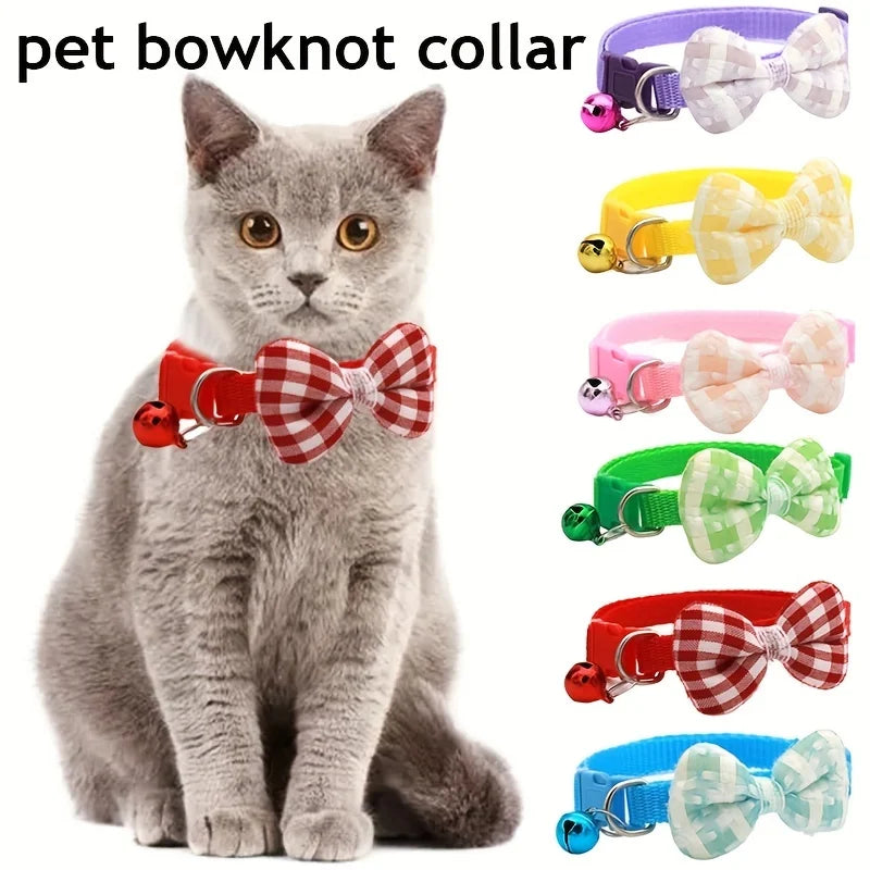Katzenhalsband mit Schleife & Glöckchen | Verstellbar | 14 Farben