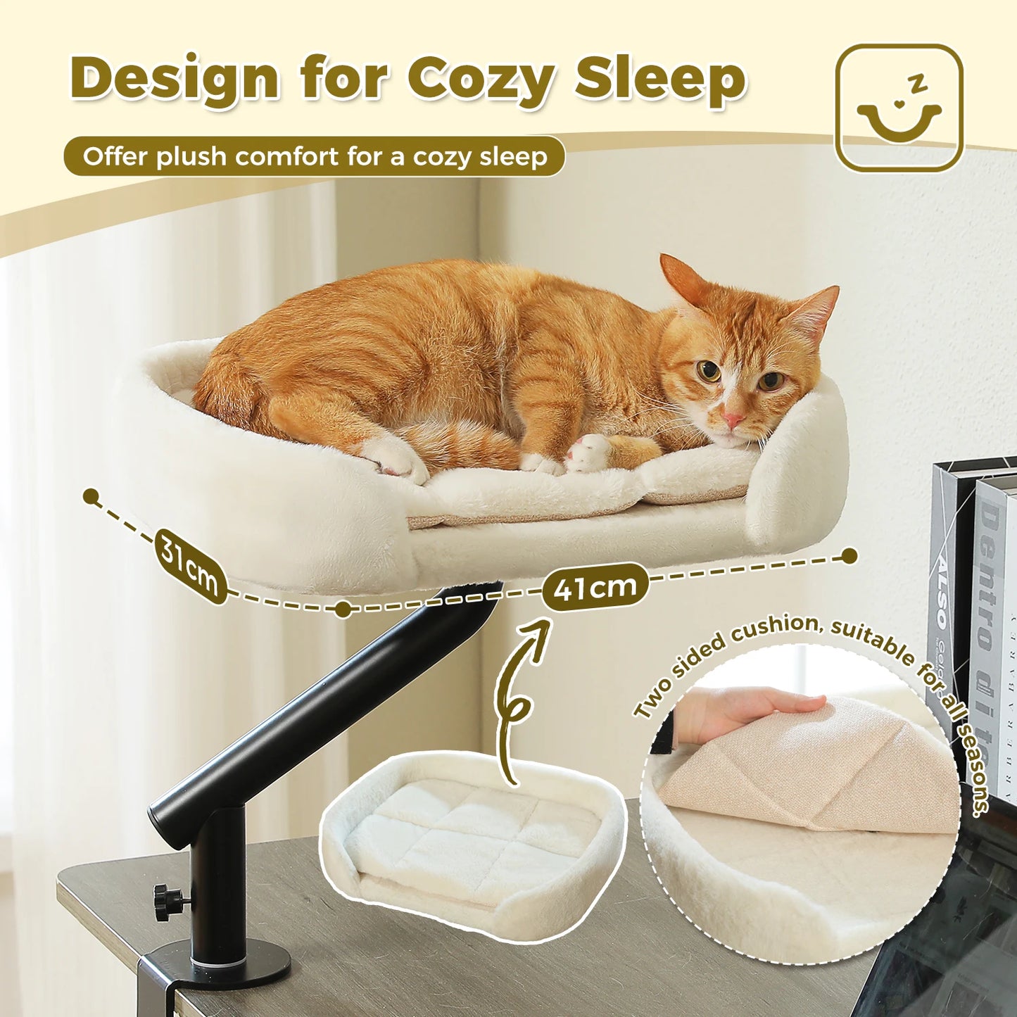 Katzenbett für den Schreibtisch – 360° drehbar, mit stabiler Klemmhalterung, bis 22 kg belastbar