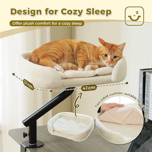 Katzenbett für den Schreibtisch – 360° drehbar, mit stabiler Klemmhalterung, bis 22 kg belastbar