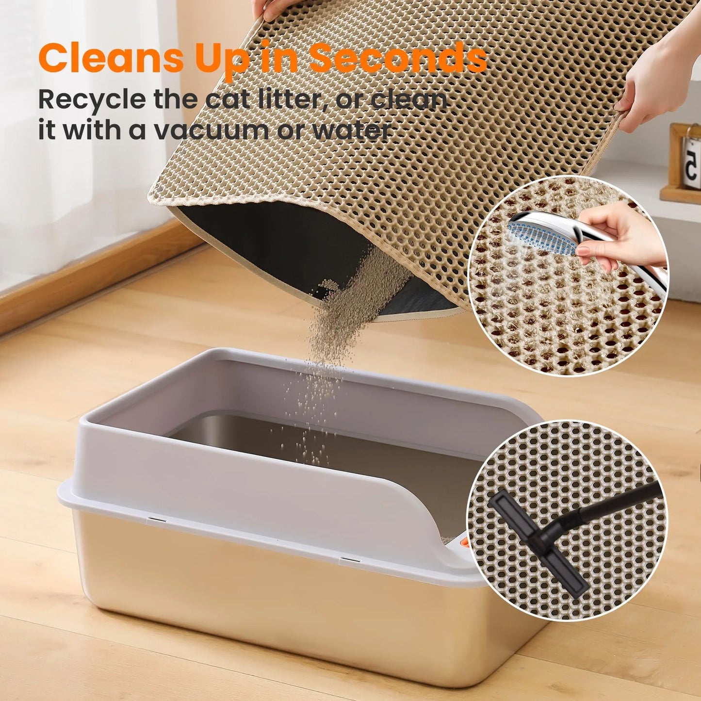 Katzenstreumatte – wasserdicht, rutschfest & waschbar, fängt lose Streu zuverlässig auf