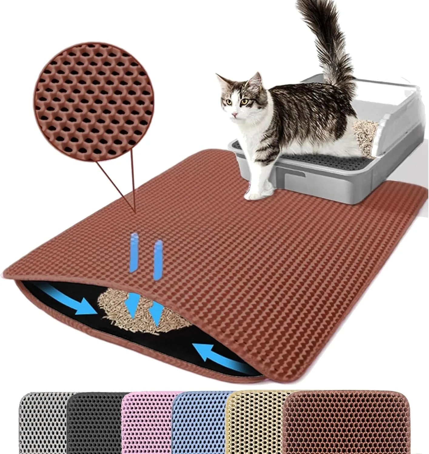 Katzenstreumatte – wasserdicht, rutschfest & waschbar, fängt lose Streu zuverlässig auf