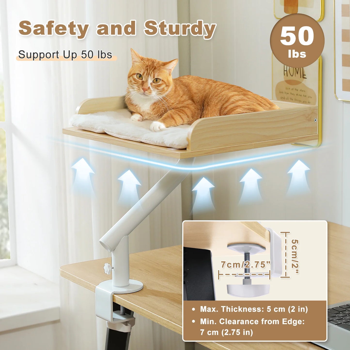 Katzenbett für den Schreibtisch – 360° drehbar, mit stabiler Klemmhalterung, bis 22 kg belastbar