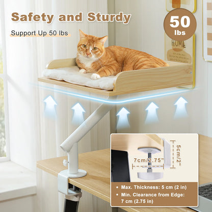 Katzenbett für den Schreibtisch – 360° drehbar, mit stabiler Klemmhalterung, bis 22 kg belastbar